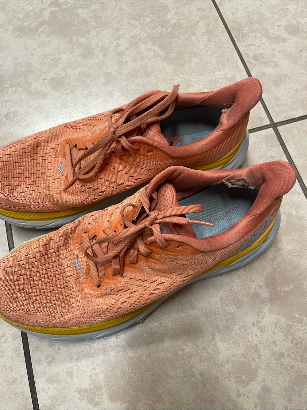 Hoka Women's Sneakers Coral with Yellow Accents
